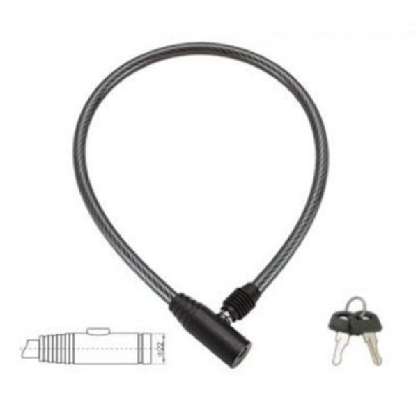 Велосипедный замок TRIХ, тросовый, на ключ, 8×650 мм, чёрный, GK101.102