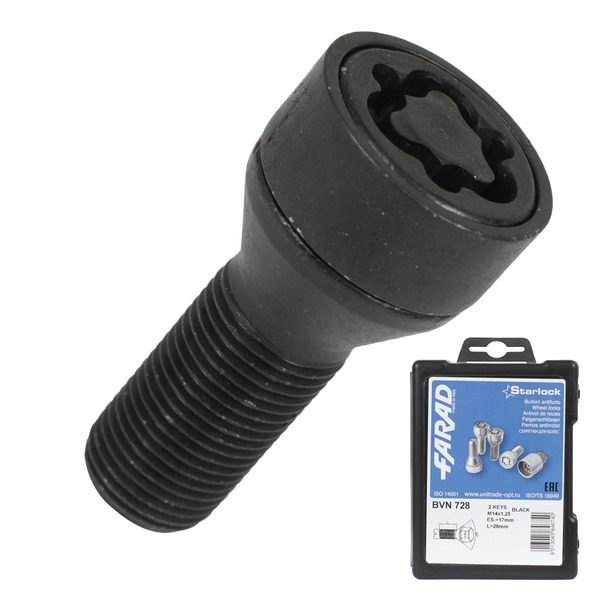 Болт секретный Farad 14х1,25х28 4+2 17 конус BVN-728/2