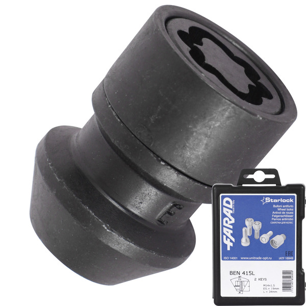 Гайка секретная Farad 14х1,5х34 4+1 19 ключ конус BEN415L/2