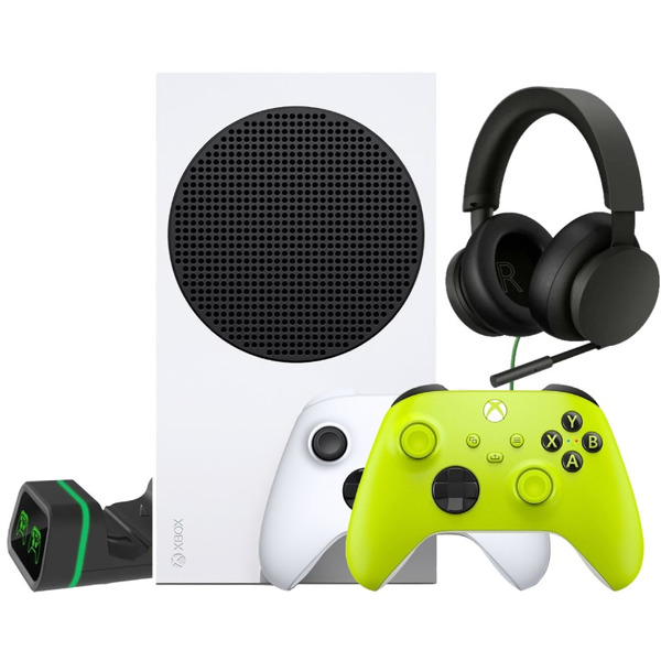 Microsoft XBOX Series S + 2-й геймпад (Electric Volt) + зарядная станция + гарнитура Gaming Stereo Headset