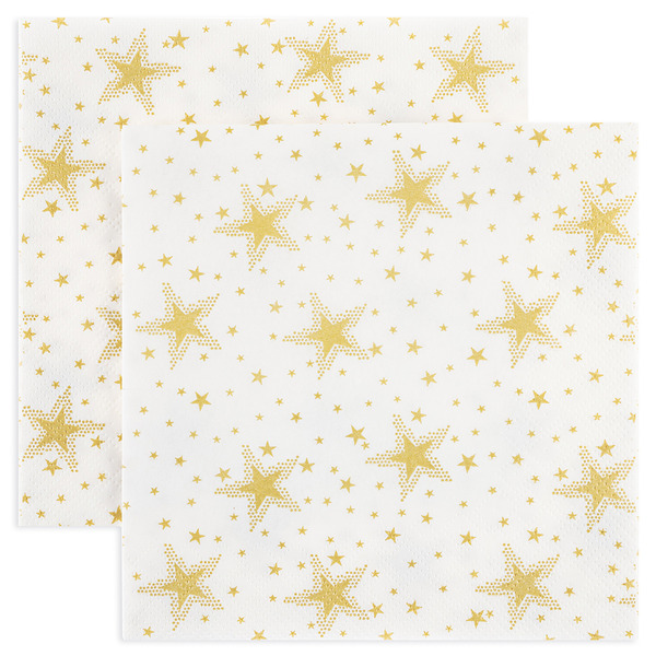 Сервировочные салфетки, Золотые звезды, Белый, 33*33 см, 20 шт.