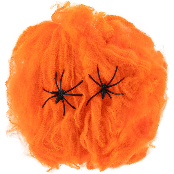 Декоративное украшение, Паутина и 2 паука, 20 гр, Оранжевый/Черный, 1 шт.