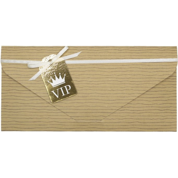 Конверт для денег 3D, VIP, Крафт, Металлик, 1 шт.