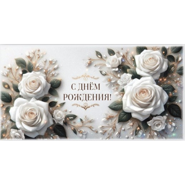 Конверты для денег, С Днем Рождения! (роскошные розы), 10 шт.
