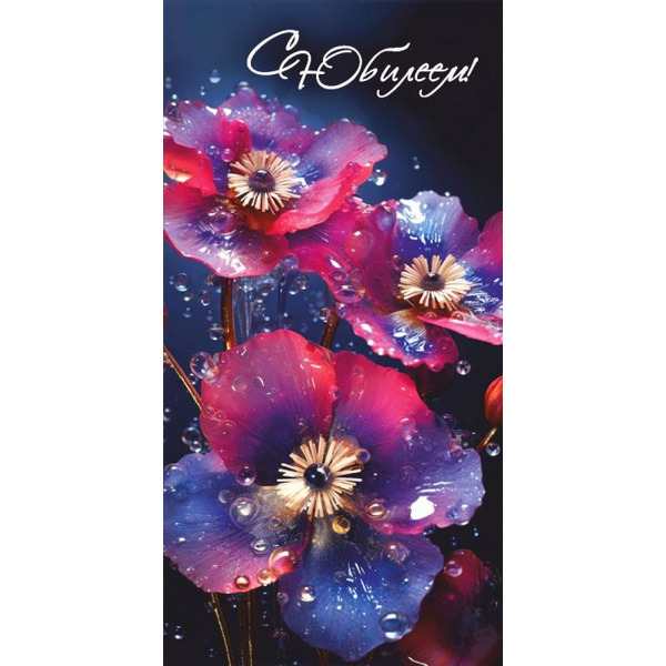 Конверты для денег, С Юбилеем! (яркие цветы), 10 шт.