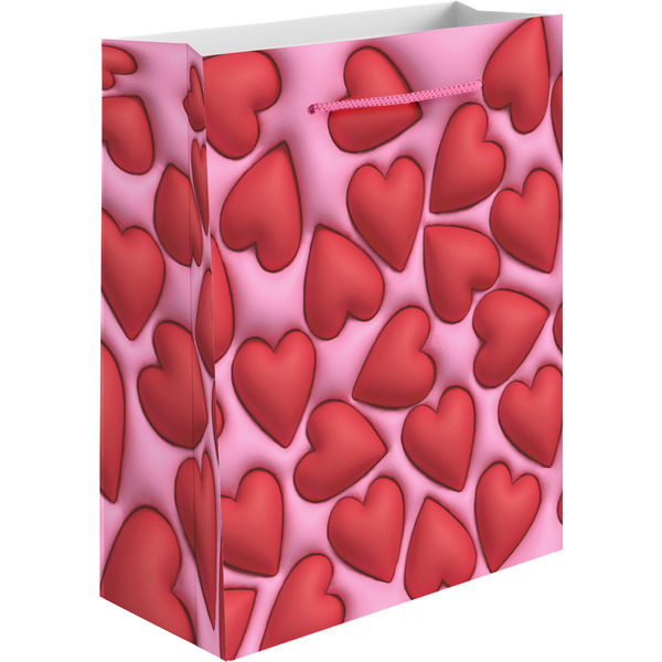Пакет подарочный, 210гр, Объемные сердца, 32*26*12 см, 1 шт.