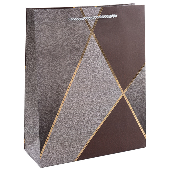 Пакет подарочный, 210гр, Геометрия, Золотые линии, Дизайн №4, Металлик, 23*18*8 см, 1 шт.