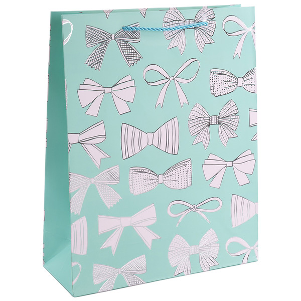 Пакет подарочный, 210гр, Бантики, Дизайн №1, Металлик, 24*18*8,5 см, 1 шт.
