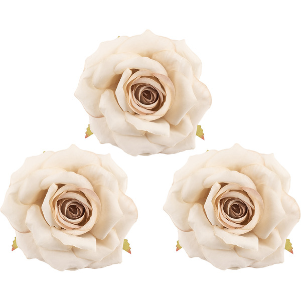 Роза (бутон), искусственная, Кремовый, 9 см, 3 шт. в упак.
