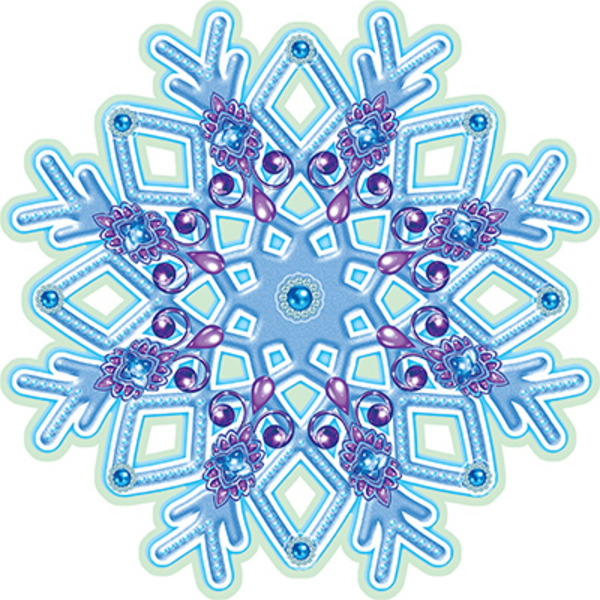 Украшение на скотче Снежинка, Морозные узоры, 23*23 см, с блестками, 10 шт.
