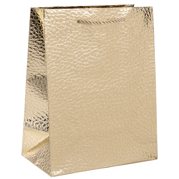 Пакет подарочный, 210гр, Фактура кожи, Дизайн №2, Золото, Металлик, 23*18*10 см, 1 шт.