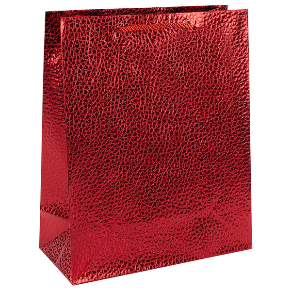 Пакет подарочный, 210гр, Фактура кожи, Дизайн №1, Красный, Металлик, 23*18*10 см, 1 шт.