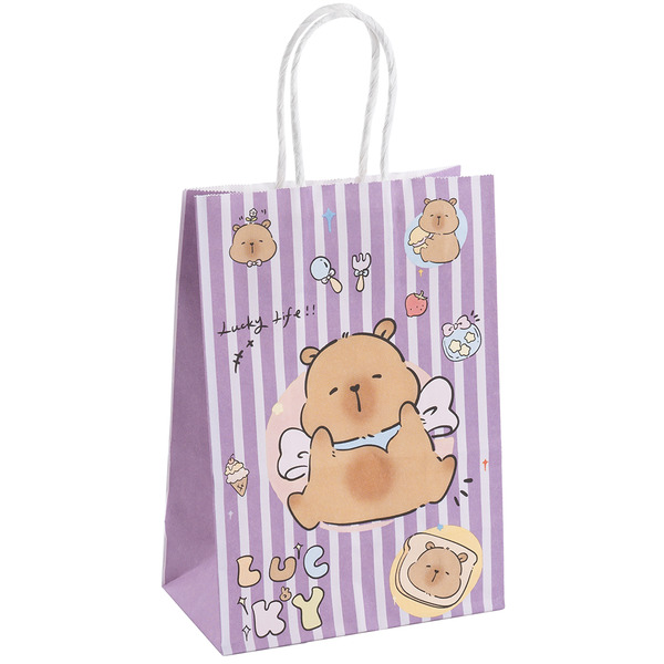 Пакет подарочный, Крафт 120гр, Капибары, Дизайн №4, 21*15*8 см, 1 шт.