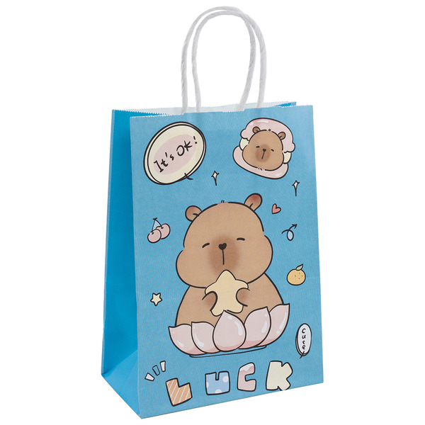 Пакет подарочный, Крафт 120гр, Капибары, Дизайн №2, 21*15*8 см, 1 шт.