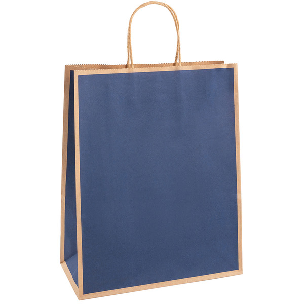 Пакет подарочный, Крафт 120гр, Стильный кант, Дизайн №3, Темно-синий, 27*21*11 см, 1 шт.