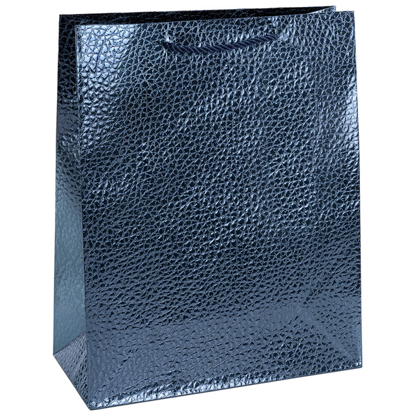 Пакет подарочный, 210гр, Фактура кожи, Дизайн №4, Синий, Металлик, 23*18*10 см, 1 шт.