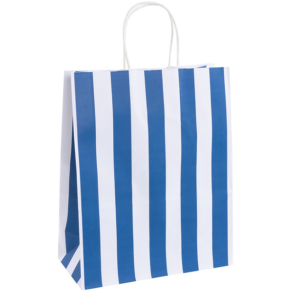 Пакет подарочный, Крафт 120гр, Полоски, Дизайн №3, Синий, 21*15*8 см, 1 шт.