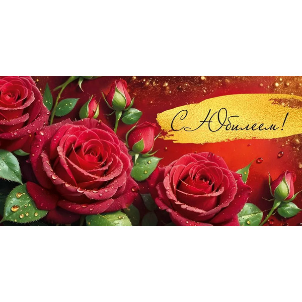 Конверт для денег, С Юбилеем! (роскошные розы), 10 шт.