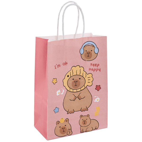 Пакет подарочный, Крафт 120гр, Капибары, Дизайн №1, 21*15*8 см, 1 шт.