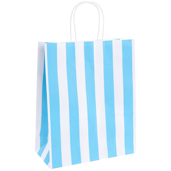 Пакет подарочный, Крафт 120гр, Полоски, Дизайн №1, Голубой, 33*26*12 см, 1 шт.