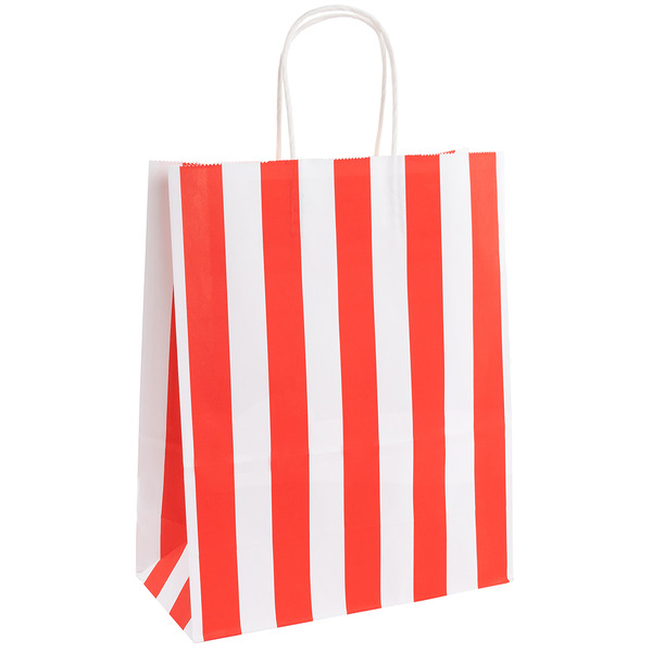 Пакет подарочный, Крафт 120гр, Полоски, Дизайн №2, Красный, 33*26*12 см, 1 шт.