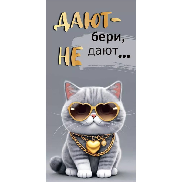 Конверт для денег, Дают-бери, не дают ... (крутой кот), 10 шт.
