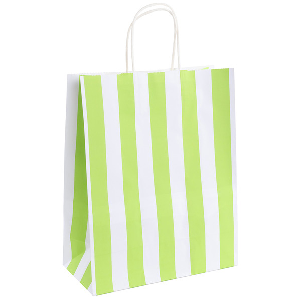 Пакет подарочный, Крафт 120гр, Полоски, Дизайн №4, Светло-зеленый, 21*15*8 см, 1 шт.
