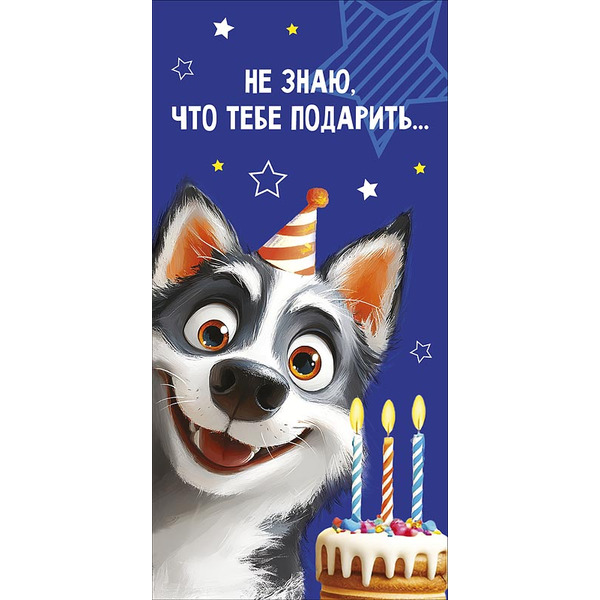 Конверты для денег, Не знаю, что тебе подарить (собачка в колпачке), 10 шт.
