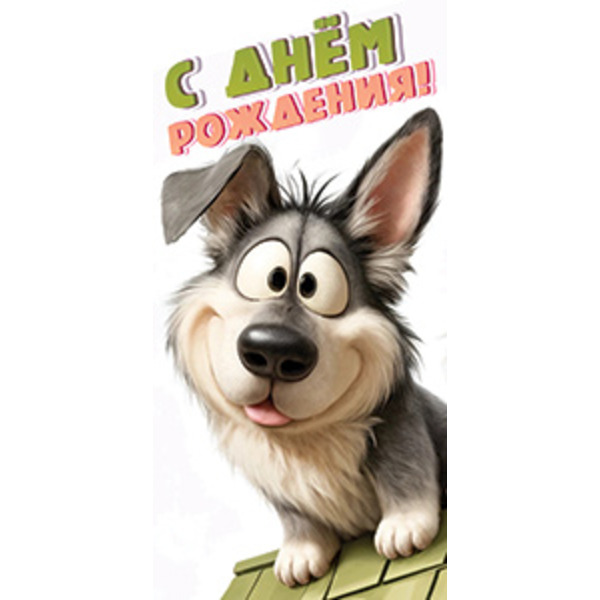 Конверты для денег, С Днем Рождения! (веселый щенок), 10 шт.