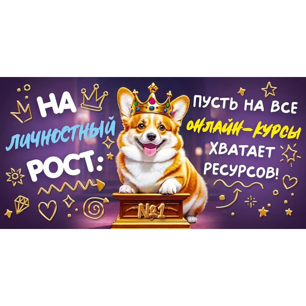 Конверты для денег, На личностный рост (корги в короне), 10 шт.