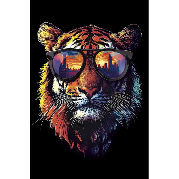 Открытка, Стильный тигр, Металлик, 12,1*18,3 см, 5 шт.