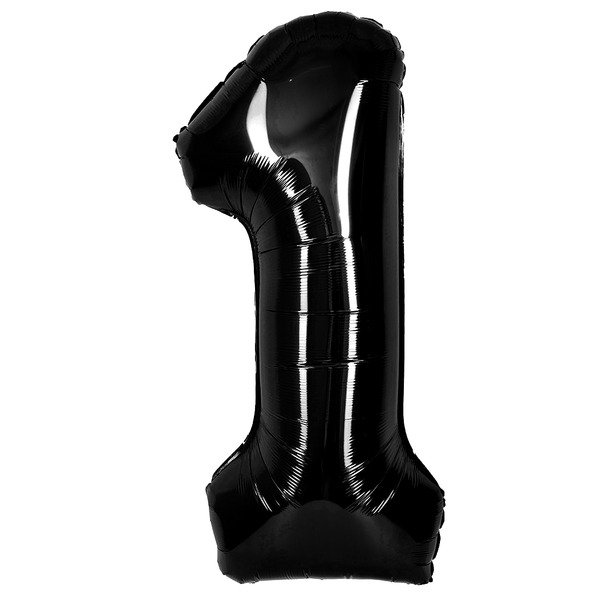 Шар (40"/102 см) Цифра, 1, Черный, Металлик, 1 шт. в уп.