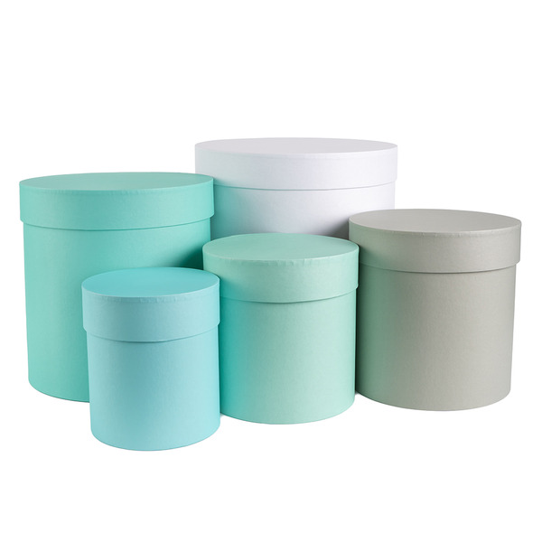 Набор коробок Цилиндр, Бирюзовый микс, Ассорти, 22*22 см, 4 шт. в упак.