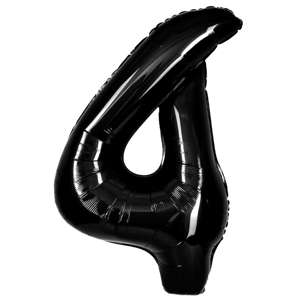 Шар (40"/102 см) Цифра, 4, Черный, Металлик, 1 шт. в уп.