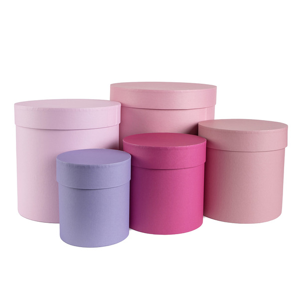 Набор коробок Цилиндр, Лиловый микс, Ассорти, 22*22 см, 4 шт. в упак.