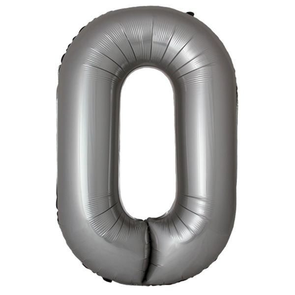 Шар (40"/102 см) Цифра, 0 Slim, Лунное Серебро, Матовый, 1 шт.