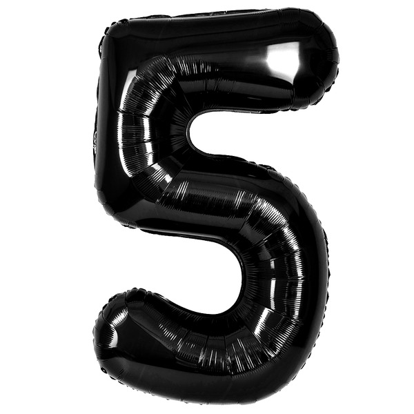 Шар (40"/102 см) Цифра, 5, Черный, Металлик, 1 шт. в уп.