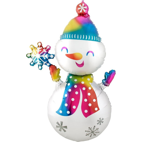 Шар с клапаном (17"/43 см) Мини-фигура, Снеговик в ярком шарфе, 5 шт. в уп.