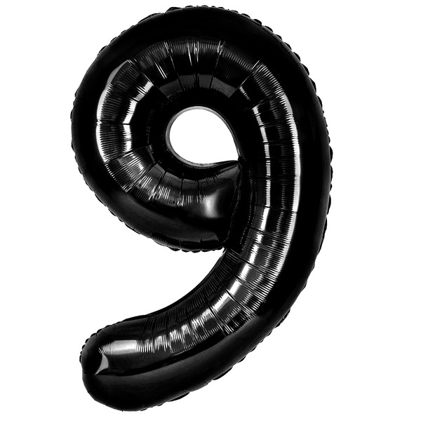 Шар (40"/102 см) Цифра, 9, Черный, Металлик, 1 шт. в уп.
