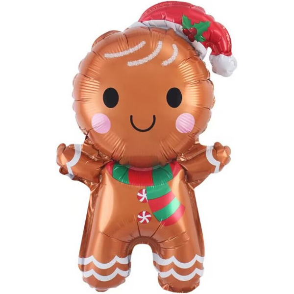 Шар с клапаном (17"/43 см) Мини-фигура, Пряничный человечек, 5 шт. в уп.