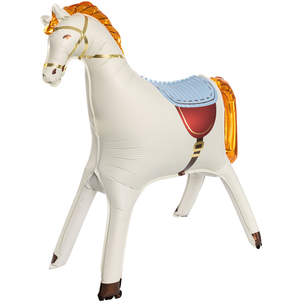 Шар 3D (35"/89 см) Фигура, Лошадка, Бежевый, Сатин, 1 шт. в уп.