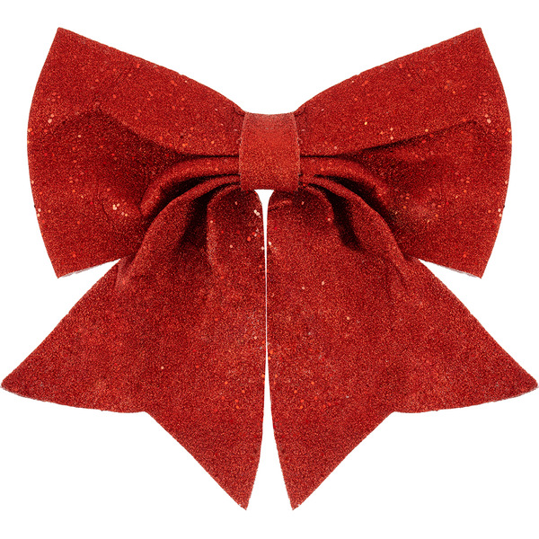 Декоративный бант Праздничный, Красный, с блестками, 35*40 см, 1 шт. в упак.