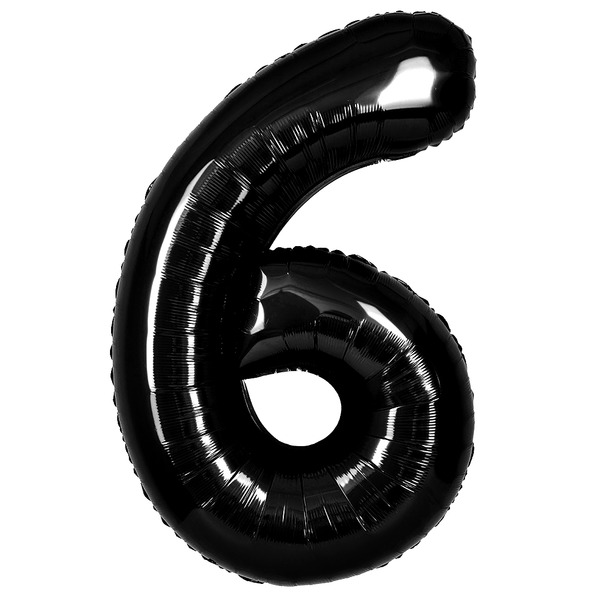 Шар (40"/102 см) Цифра, 6, Черный, Металлик, 1 шт. в уп.