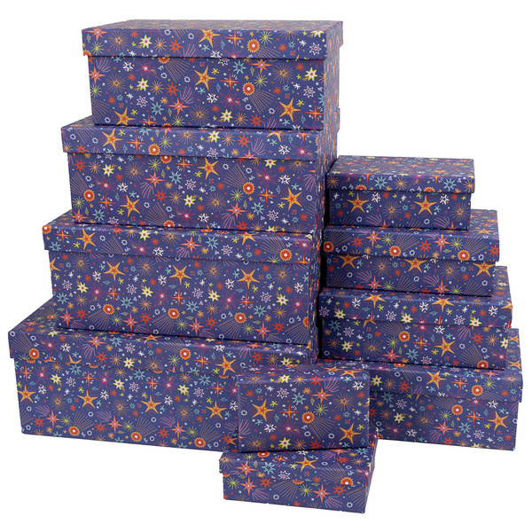 Набор коробок Сверкающие звезды, 28,5*18,5*12 см, 9 шт. в упак.