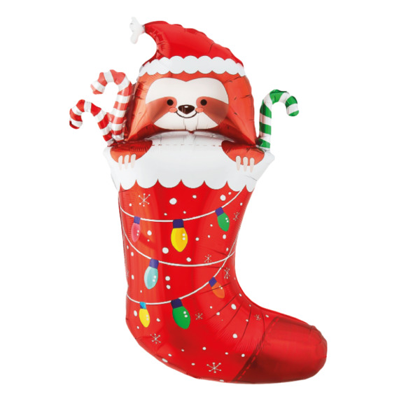 Шар с клапаном (17"/43 см) Мини-фигура, Новогодний носок, 5 шт. в уп.