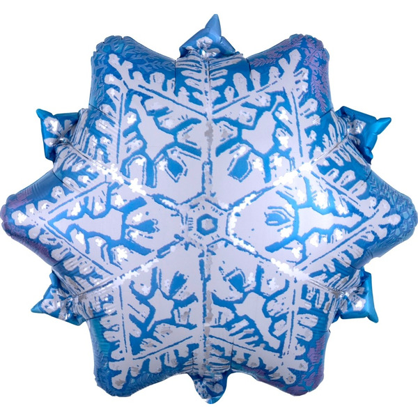 Шар (22"/56 см) Фигура, Снежинка, Голубой/Серебро, 1 шт. в уп.
