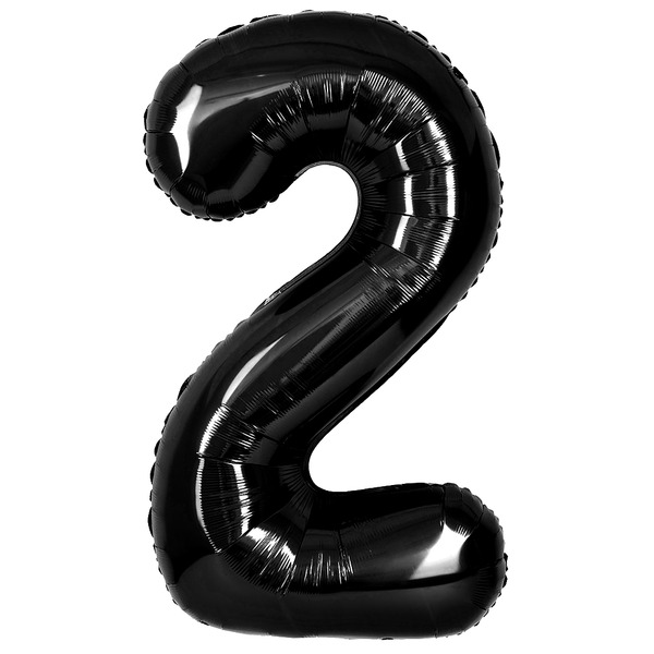 Шар (40"/102 см) Цифра, 2, Черный, Металлик, 1 шт. в уп.