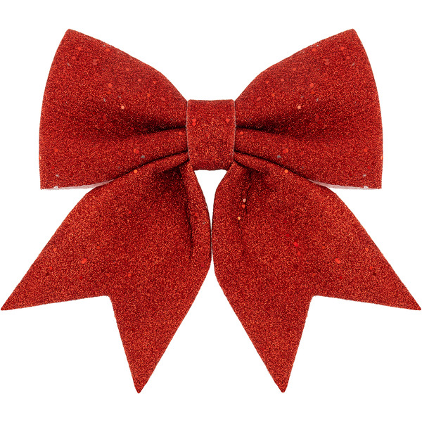 Декоративный бант Праздничный, Красный, с блестками, 20*25 см, 1 шт. в упак.
