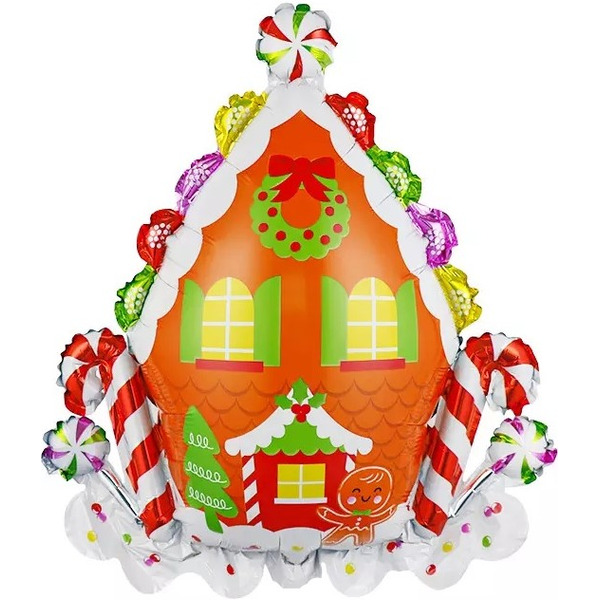 Шар с клапаном (14"/36 см) Мини-фигура, Пряничный домик, 5 шт. в уп.