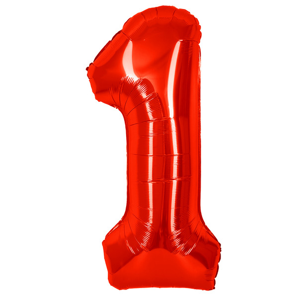 Шар (40"/102 см) Цифра, 1, Красный, Металлик, 1 шт. в уп.